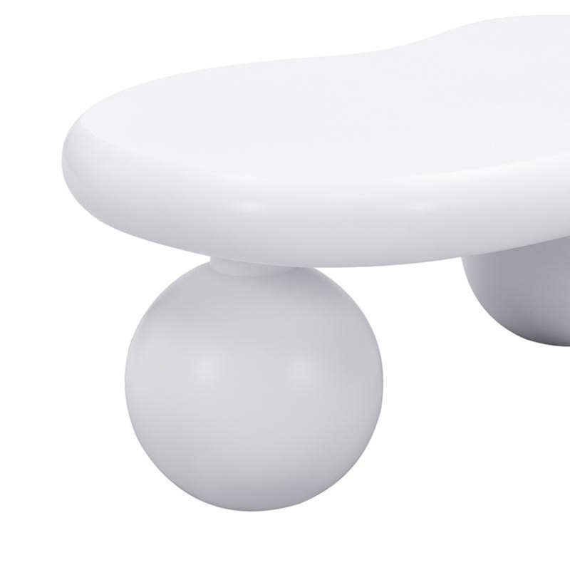 Tavolino da salotto a nuvola con illuminazione LED e gambe tonde, 95x62.5x32 cm, Bianco