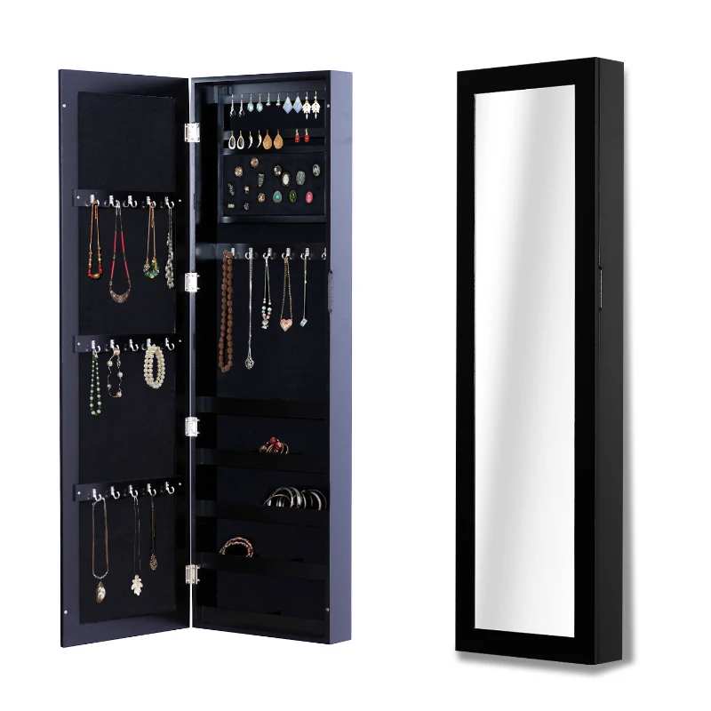 HOMCOM Armoire à Bijoux Noire 37 x 10 x 121 cm