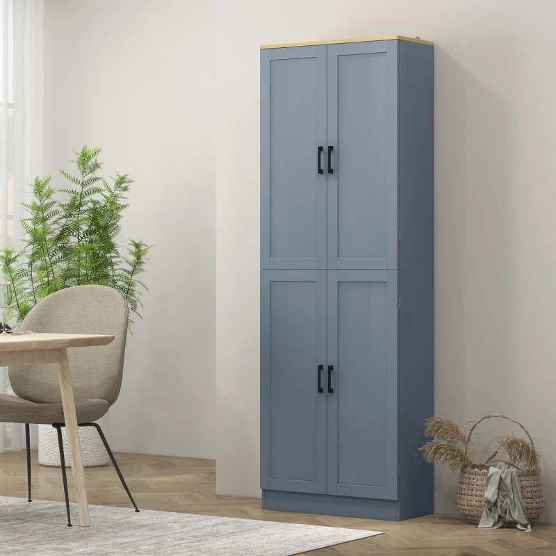 HOMCOM Alacena de Cocina Armario de Almacenaje Multifuncional con 4 Puertas y Estantes Ajustables 60x30x171 cm Gris