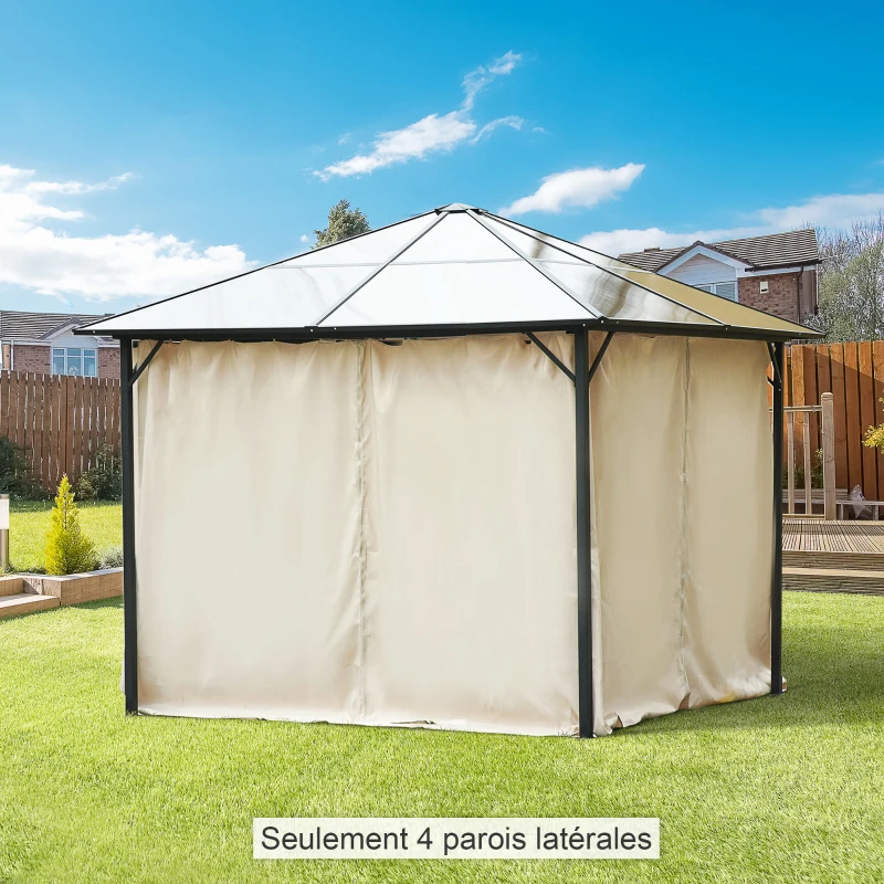 Outsunny 4 parois latérales pour pavillon de jardin tonnelle rigide 300 x 300 cm protéger de la pluie vent soleil beige