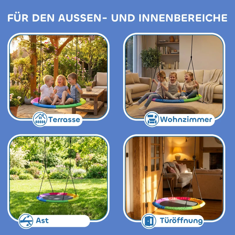 AIYAPLAY Nestschaukel Höhenverstellbar Hängeschaukel bis zu 300kg mit verstellbaren Seilen 100 x 100 x 180 cm Mehrfarbig