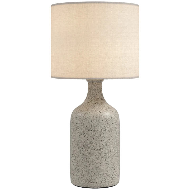 HOMCOM Tischlampe Tischleuchte, Nachttischlampe Schreibtischlampe mit Keramiksockel, Leinenschirm, 22x22x45 cm Sandbraun+Weiß