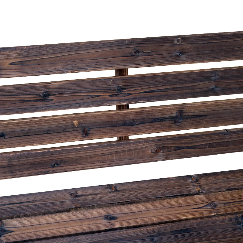 Outsunny Banco de madeira ao ar livre com apoio de braços em forma de roda Vista envelhecida para varanda Terraço 105,5x56x75 cm Marrom rústico