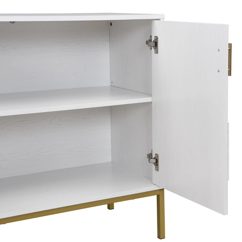 Credenza moderna con 4 ante e ripiani regolabili in altezza, in MDF, 160x40x80,5 cm, Bianco