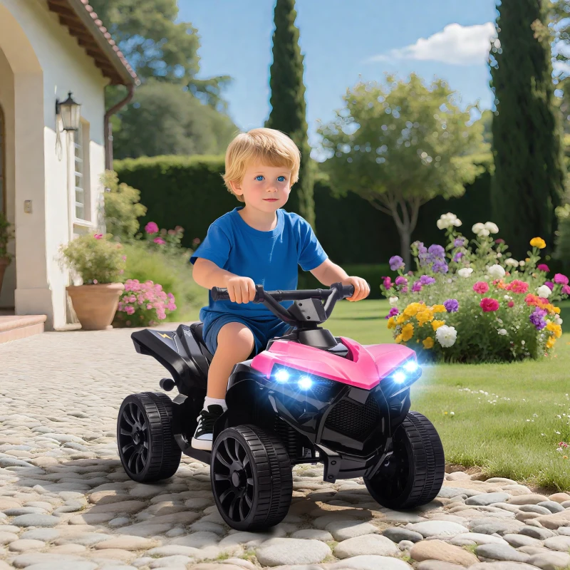 AIYAPLAY Quad elettrico 6V per bambini con musica e fari LED, 70x42x45 cm, Rosa