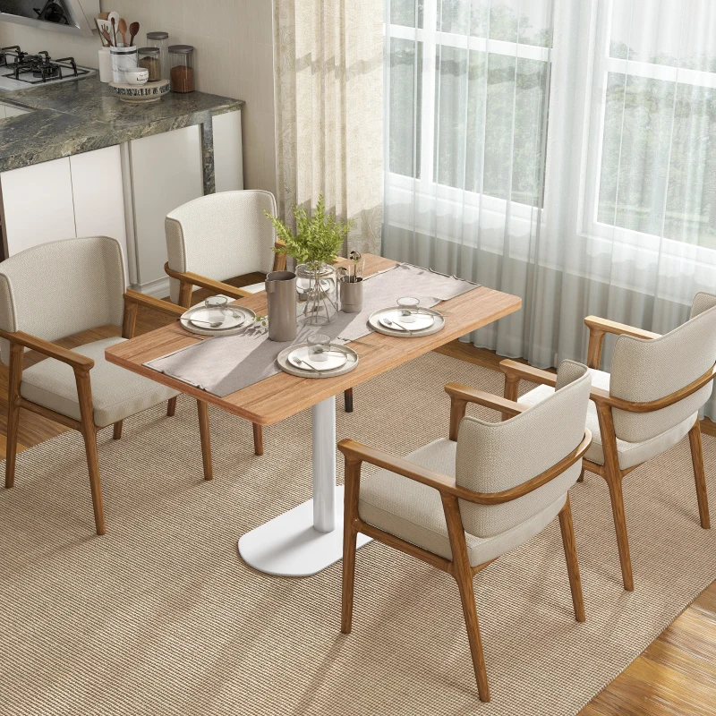 HOMCOM Mesa de comedor rectangular para 6 personas, 120 x 70 x 75 cm, mesa de cocina con base y tablero grueso roble blanco