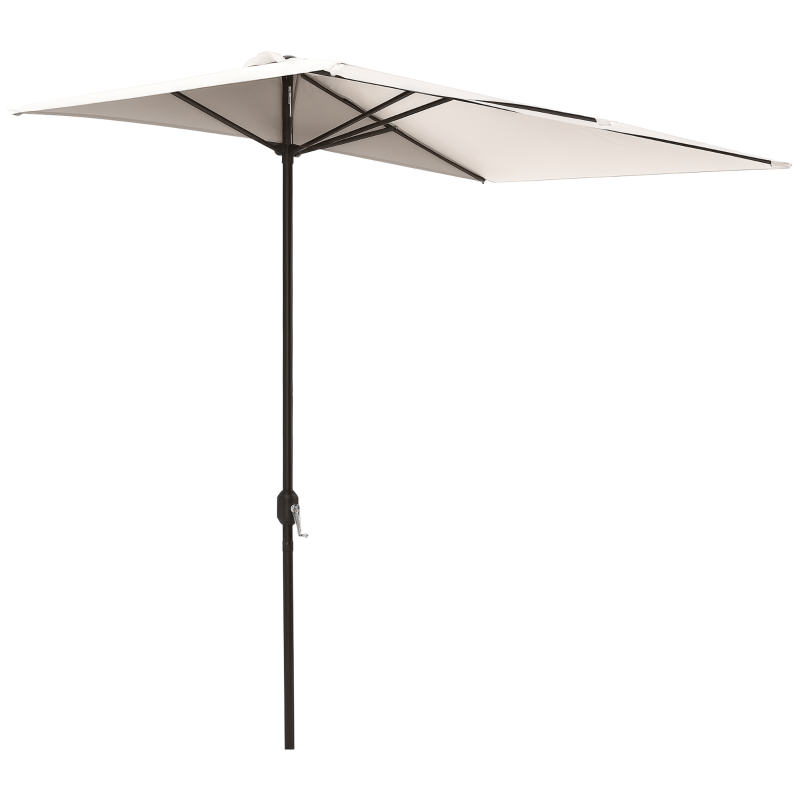 Outsunny Demi-parasol Ø 230 cm Parasol de balcon terrasse avec manivelle Protection solaire UV Polyester, crème