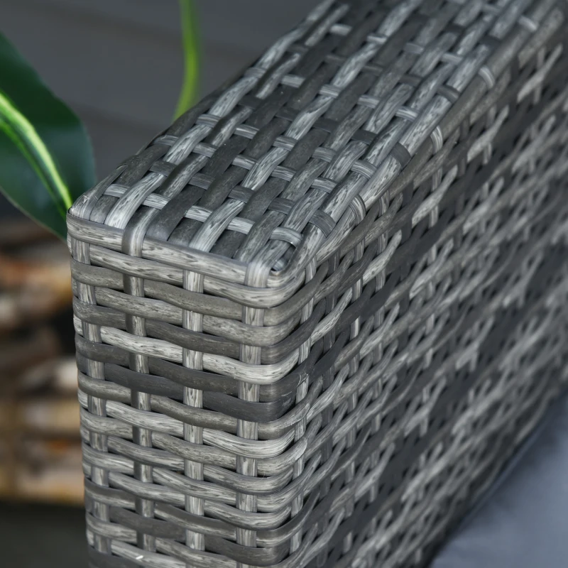 Outsunny Divano da Esterno 3 Posti in Rattan PE e Metallo con Cuscini per Seduta e Schienale, 185x70x80 cm, Grigio