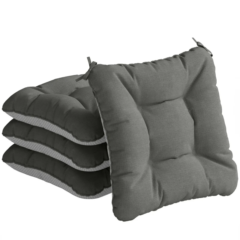 Outsunny Set 4 cuscini per sedie impermeabili, 39,5x39,5x10 cm, Grigio scuro