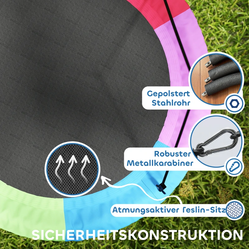 AIYAPLAY Nestschaukel Höhenverstellbar Hängeschaukel bis zu 300kg mit verstellbaren Seilen 100 x 100 x 180 cm Mehrfarbig
