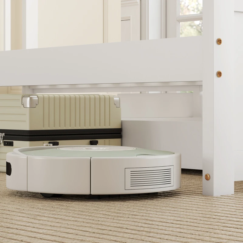 HOMCOM Armazón de cama individual, armazón de madera, cajones con ruedas, no necesita somier, 90 x 200 cm, blanco