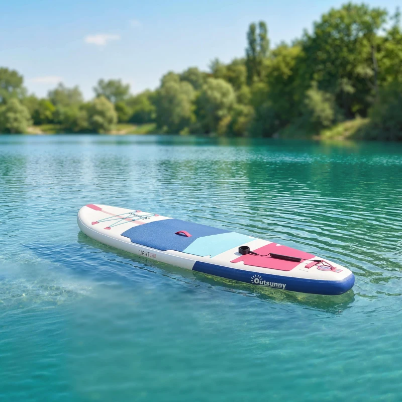 Outsunny Prancha SUP Inflável Stand Up Prancha de Stand Up Paddle Antiderrapante 305x89x15 cm