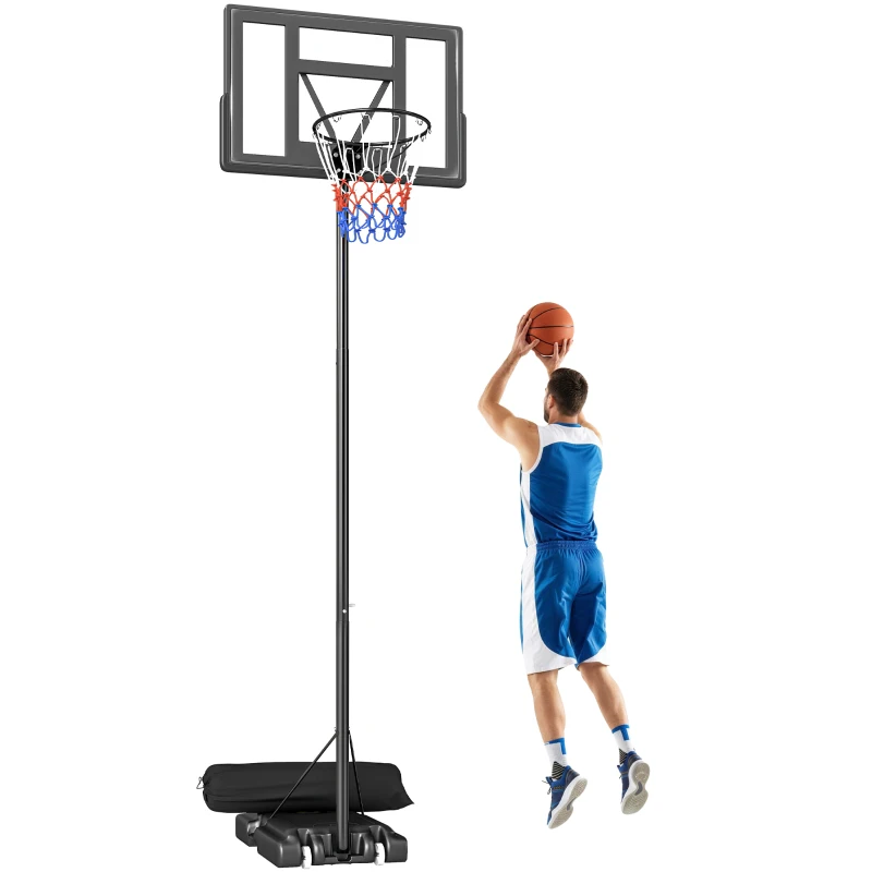 SPORTNOW Canasta de baloncesto para exterior 135-305 cm ajuste rápido de altura soporte con tablero irrompible 110x70 cm 2 ruedas