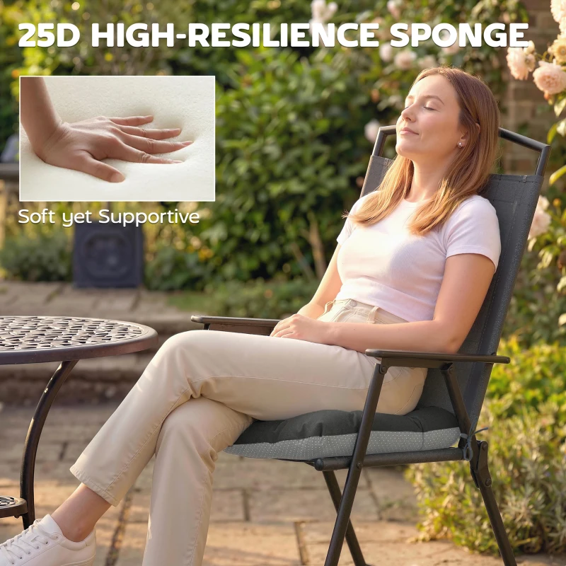 Outsunny 4-delige set stoelkussens 39,5 x 39,5 x 10 cm met banden, anti-slip outdoor indoor zitkussen