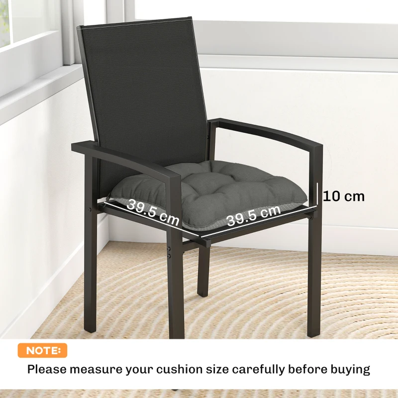 Outsunny Set 4 cuscini per sedie impermeabili, 39,5x39,5x10 cm, Grigio scuro