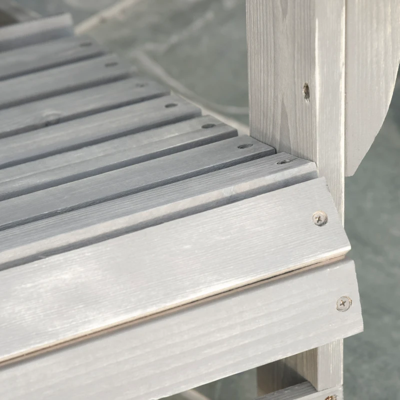 Outsunny Cadeira Adirondack de Madeira Cadeira Adirondack de Jardim com Assento Extra Largo 78x89x88 cm Cinza