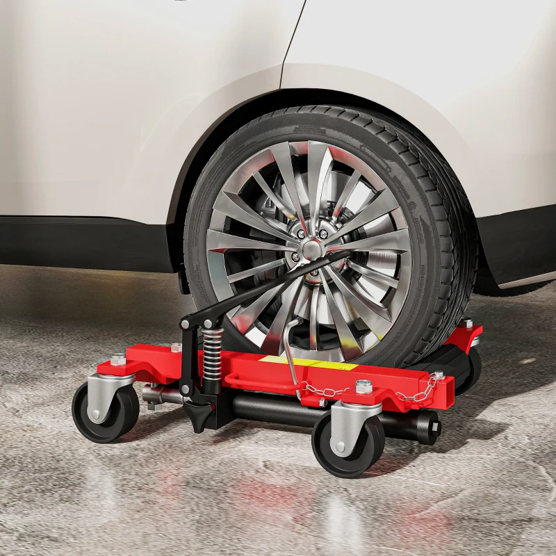 HOMCOM Pack de 2 carros de manutención para coche capacidad 680kg carro de desplazamiento ancho neumático 22,8cm 56x54x19,5cm, negro