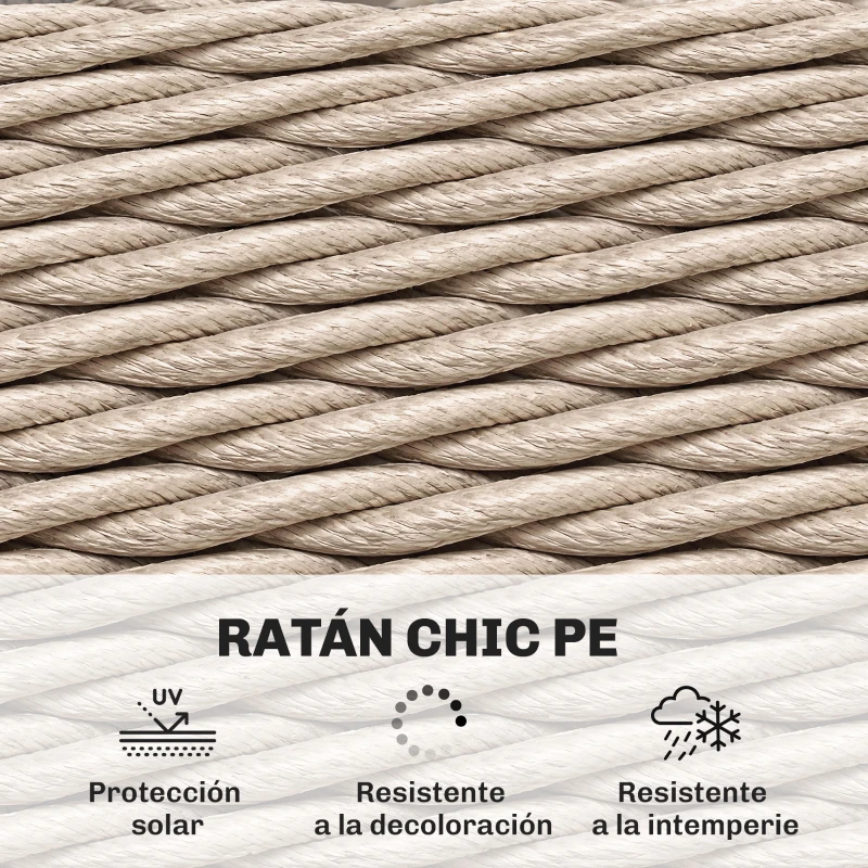 Outsunny Mesa de Jardín Exterior de Ratán Mesita Auxiliar de Jardín con Estante Tablero de Vidrio Templado 65x65x50 cm Amarillo