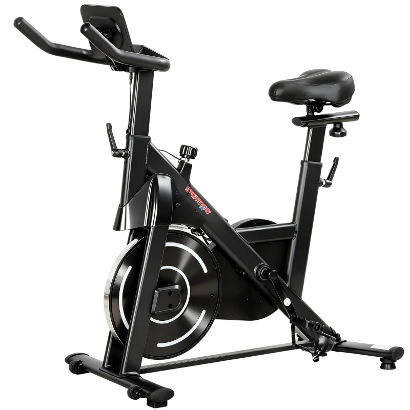 SPORTNOW Cyclette Magnetica Regolabile con Display LCD e Supporto per Tablet, in Acciaio e ABS, 103x49x98-112 cm, Nero