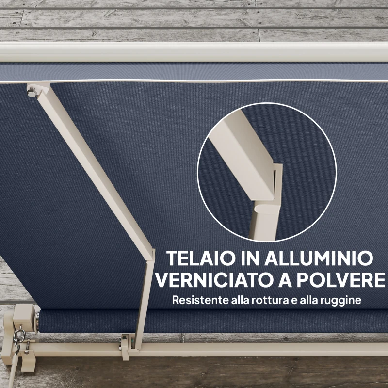 Outsunny Tenda da Sole per Esterno a Bracci Avvolgibile con Apertura a Manovella, 360x250 cm, Grigio