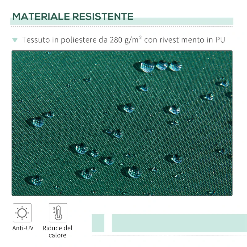Outsunny Tenda da Sole a Manovella 3x2 m ad Angolazione Regolabile, in Alluminio, Acciaio e Poliestere Verde
