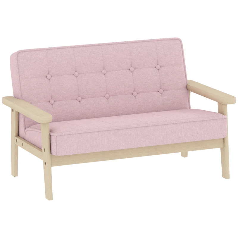 AIYAPLAY Sillón infantil, sofá infantil con armazón de madera, aspecto de terciopelo, acolchado, para niños de 3–15 años Rosa