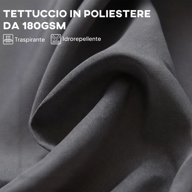 Outsunny Ombrellone Doppio a 12 Stecche con Base a Croce e Manovella, in Acciaio e Poliestere, 455x265x238 cm, Grigio