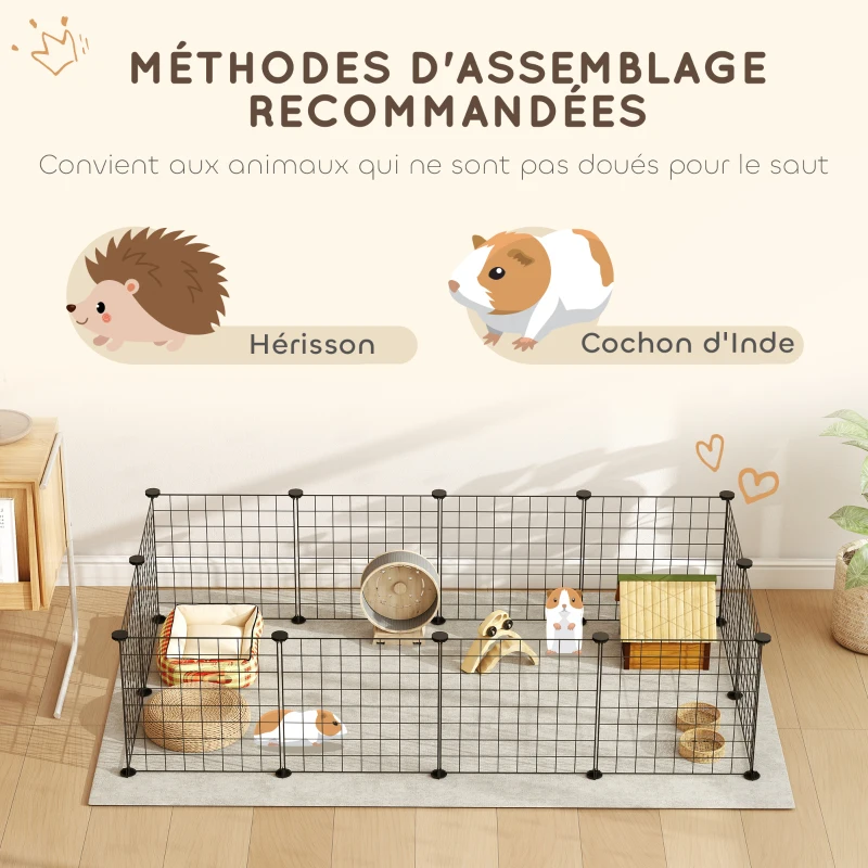 PawHut Cage parc enclos pour animaux domestiques L 106 x l 73 x H 36 cm bords arrondis fil métallique noir