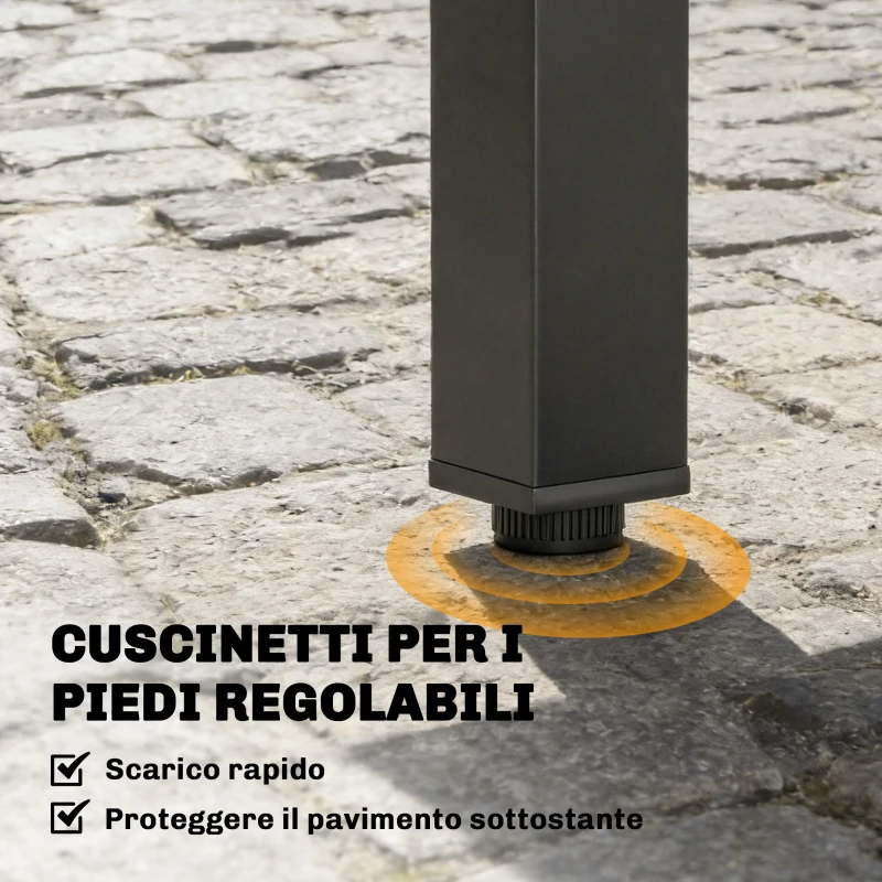 Outsunny Tavolo Allungabile a Doghe da Giardino per 4-6 Persone, in Alluminio e Acciaio, 80/160x80 cm, Nero