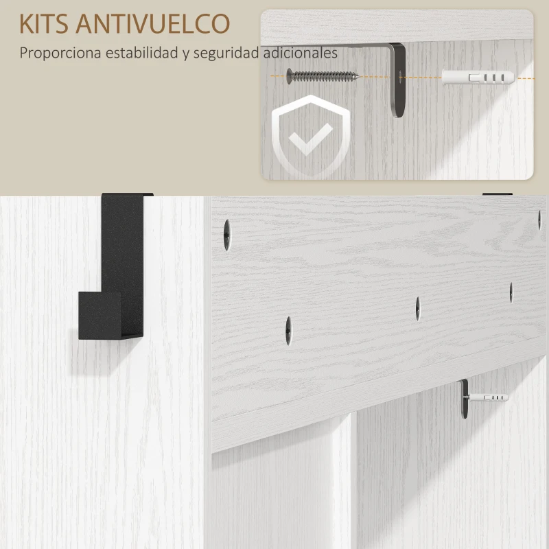 HOMCOM Zapatero Estrecho con 2 Cajones Abatibles Estantes Ajustables para 12 Pares para Espacio Reducido 106,7x26x116cm Blanco