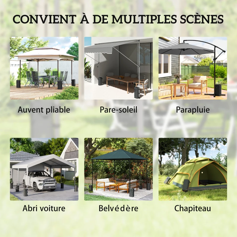 Outsunny Set 4 sacchi di zavorra per gazebo riempibili, Nero