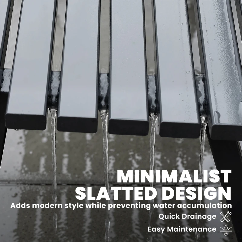 Outsunny Tuinbank 3-zits weerbestendig metalen outdoor zitbank met brede zitting lamellenontwerp, tot 240 kg 154 x 68 x 88 cm