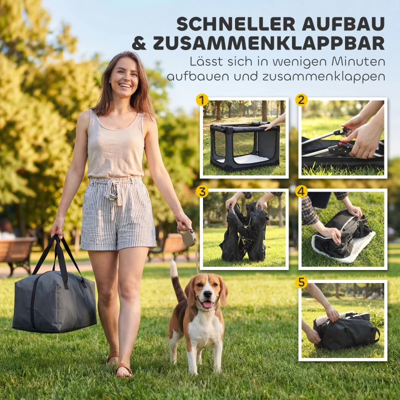 PawHut Hundebox faltbar Hundetransportbox mit Kissen abnehmbar waschbar Bezug aus Oxford-Gewebe für Hunde bis 20kg Armeegrün