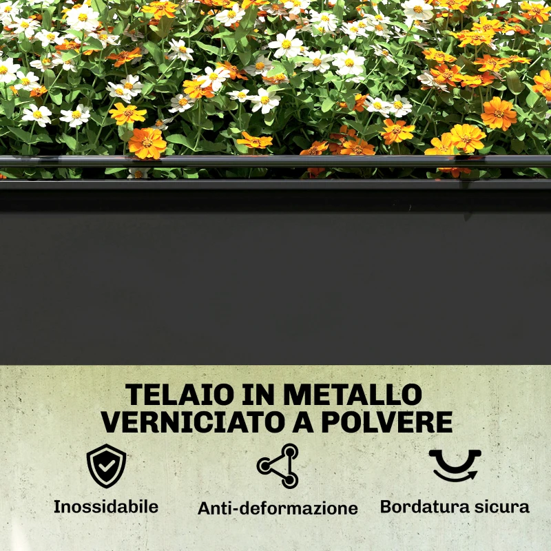 Outsunny Letto per Orto Rialzato con Copertura Mini Serra e Foro di Drenaggio, 100x49x136 cm, Nero