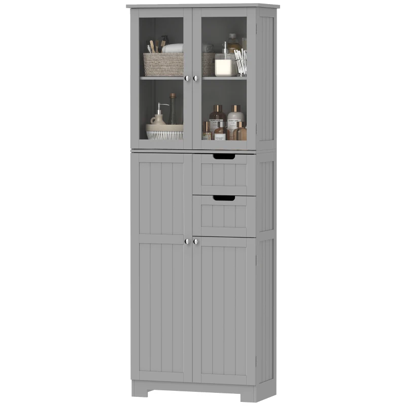 HOMCOM Mobile bagno alto con 4 ante, 2 cassetti e ripiani regolabili, Bianco