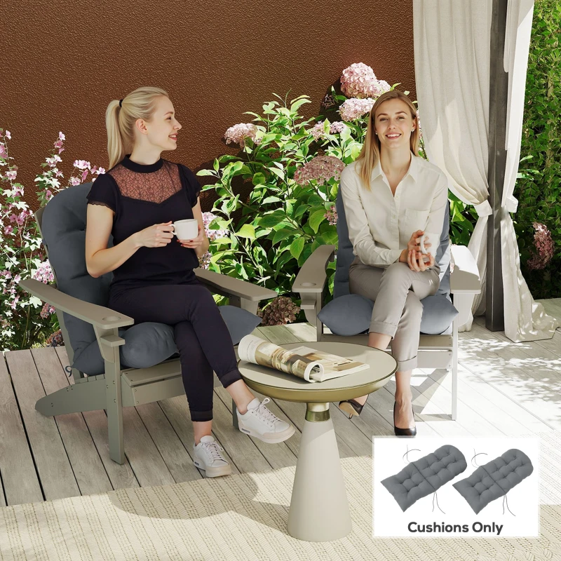 Outsunny Set 2 cuscini per sedia Adirondack capitonné, Grigio