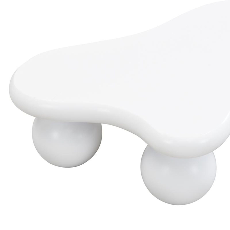 Tavolino da salotto a nuvola con illuminazione LED e gambe tonde, 95x62.5x32 cm, Bianco