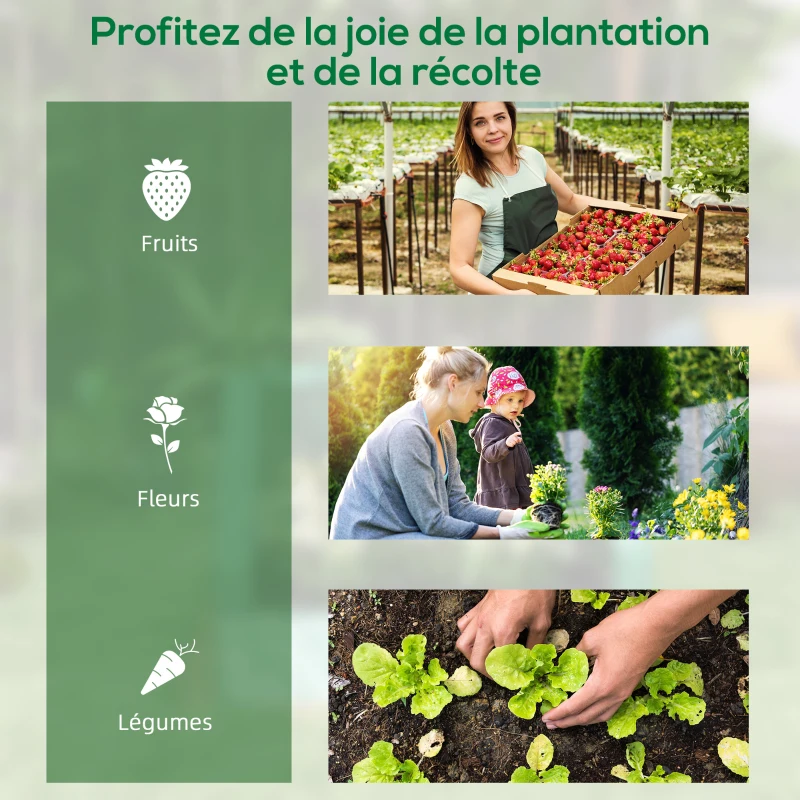 Outsunny Carré potager de jardin avec mini serre, jardinière surélevée en acier galvanisé, 70 x 70 x 90 cm, gris foncé