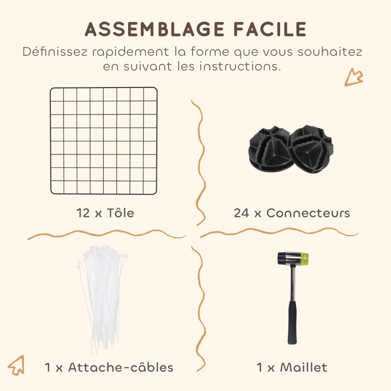 PawHut Cage parc enclos pour animaux domestiques L 106 x l 73 x H 36 cm bords arrondis fil métallique noir