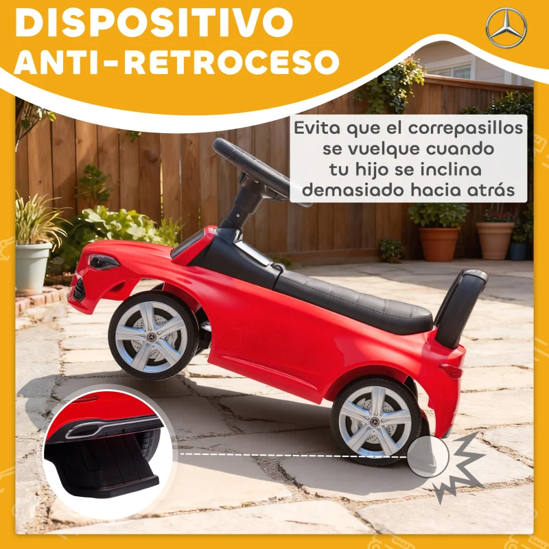 AIYAPLAY Correpasillos para Niños de 18-36 Meses Mercedes-Benz Clase C con Bocina Sonidos de Motor y Espacio de Almacenaje Rojo