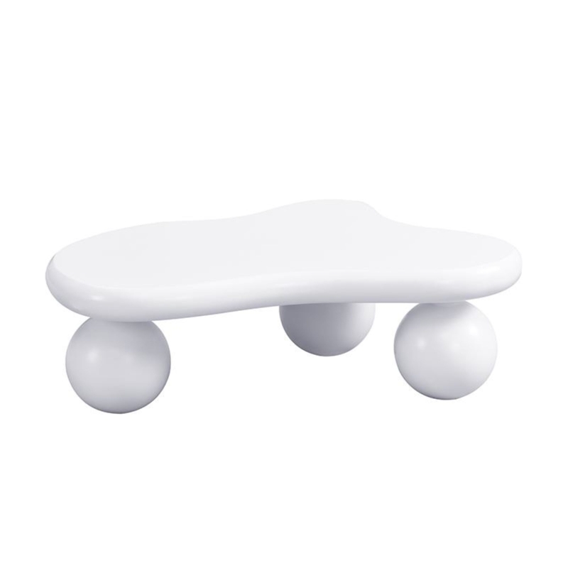 Tavolino da salotto a nuvola con illuminazione LED e gambe tonde, 95x62.5x32 cm, Bianco