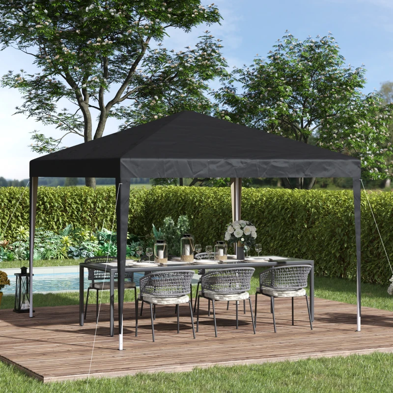 Outsunny Pavilion, 2,95 x 2,95 m pavilion pop-up pliant, pavilion de grădină, cort petrecere, protecție UV, oțel+material Oxford, Negru