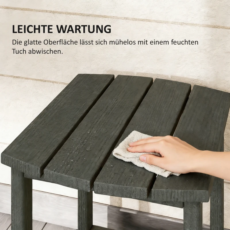 Outsunny Tavolo da Giardino Resistente alle Intemperie in HDPE, per Campeggio, Terrazza e Balcone, 48x37x46 cm, Grigio