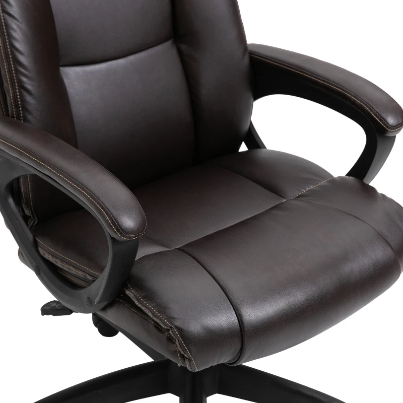 HOMCOM Fotoliu birou ergonomic reglabil cu roți pivotante 360°, tapițerie PU ciocolată, 64x73x106-115,5 cm