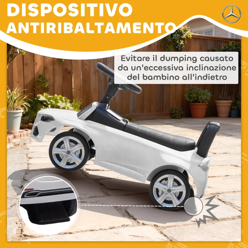 AIYAPLAY Macchina per Bambini Licenza Mercedes Benz con Clacson e Spazio Portaoggetti, 65x28x39 cm, Bianco