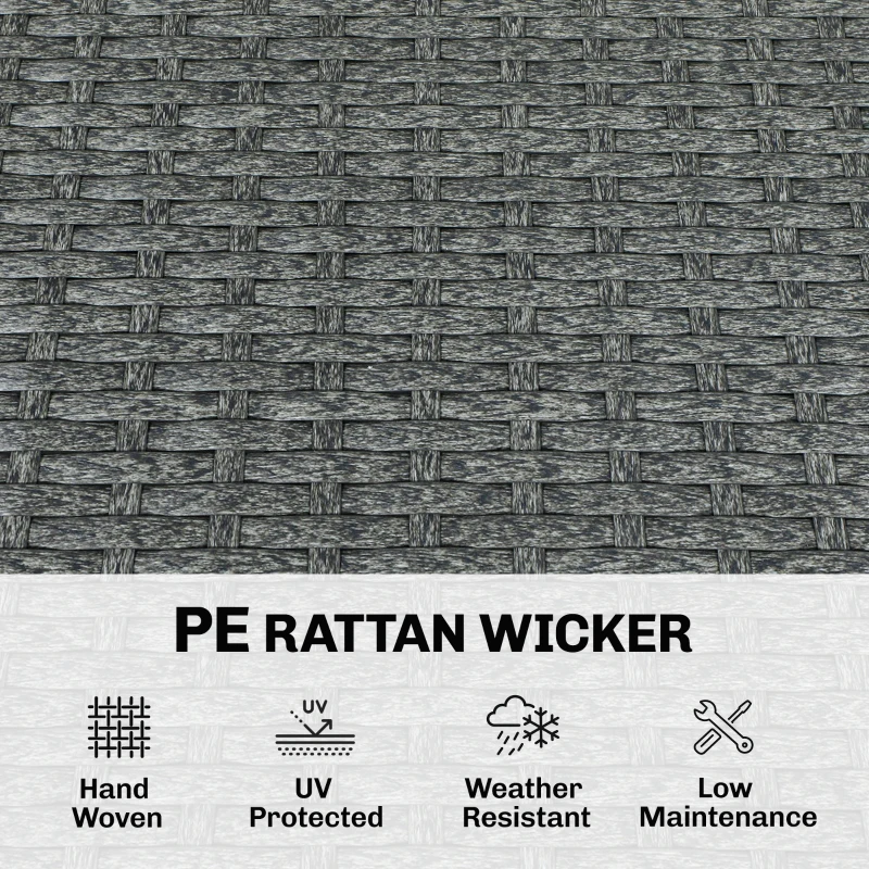 Outsunny Double Hanging Egg Chair with Canopy, Rattan Garden Egg Swing Chair with Cushion, Stand for Indoor Outdoor, Dark Grey