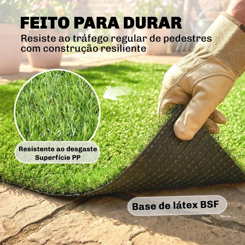 Outsunny Relva Sintética 1m x 4m Tapete de Relva Artificial com Altura de 10 mm Drenagem Automática Verde