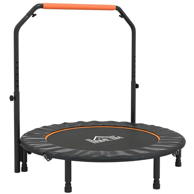 HOMCOM 48" Foldable Mini Fitness Trampoline, with Adjustable Foam Handle, Orange