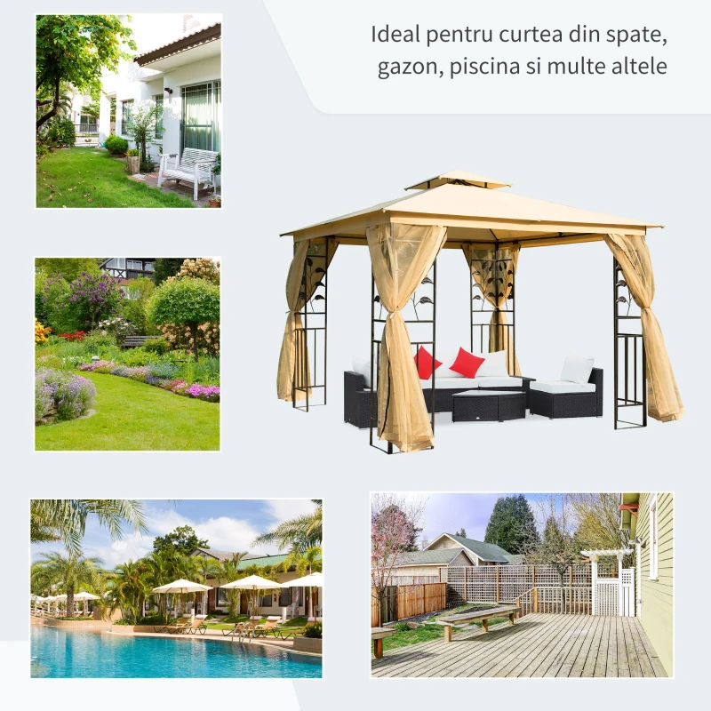 Outsunny Pavilion de Gradina de Lux, Cort pentru Gradina, 3x3 m