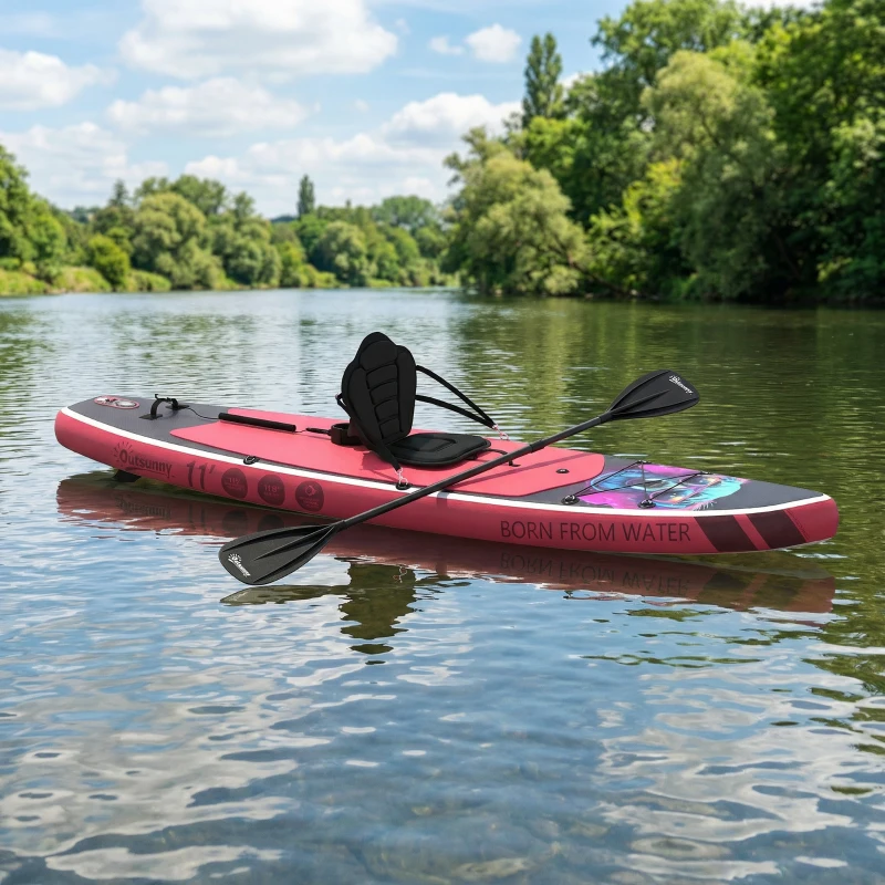 Outsunny Prancha Remo Inflável SUP 335 cm com Assento e Pá Conversível